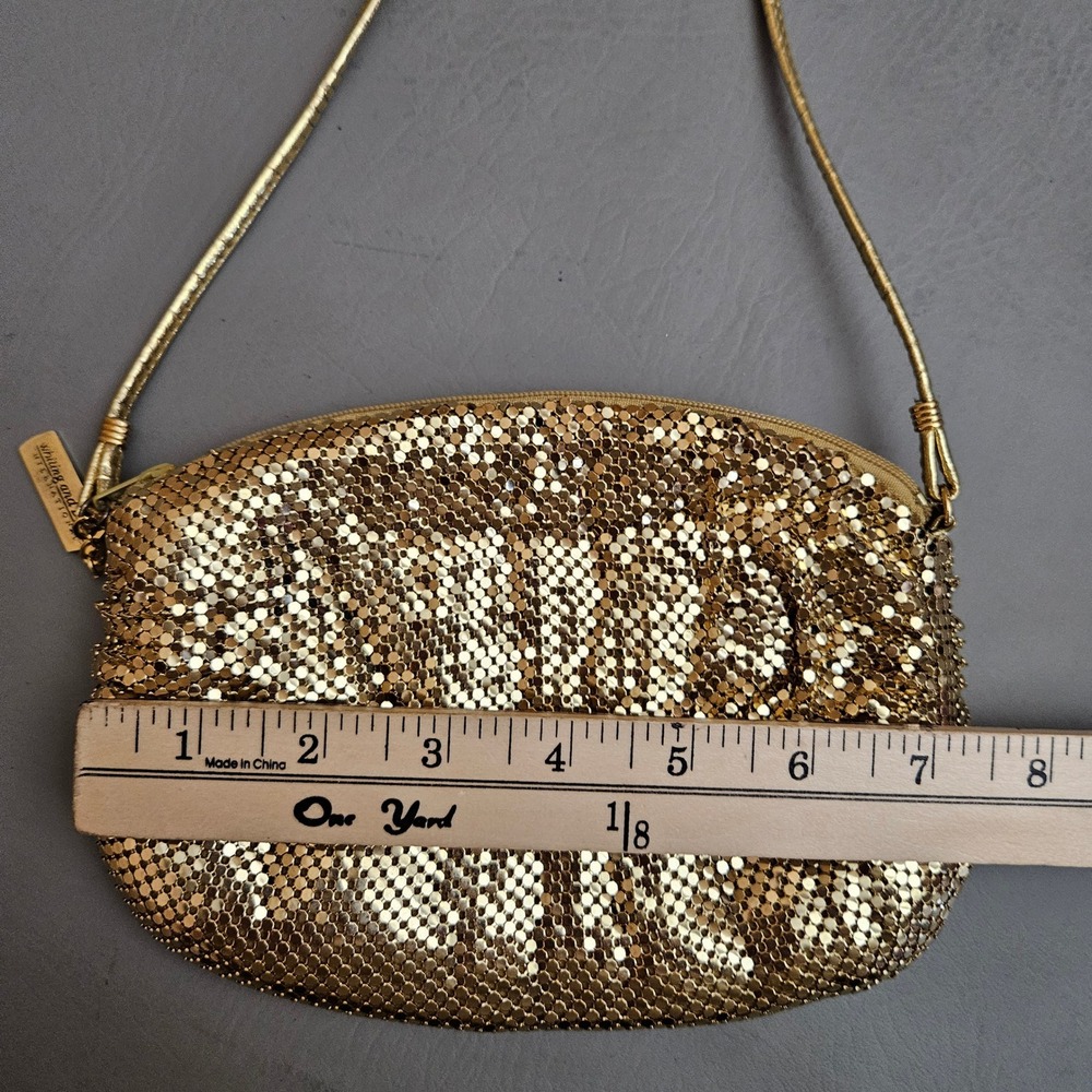 Whiting and Davis International Gold Metal Mesh Crossbody Evening Bag - Picture 10 of 12